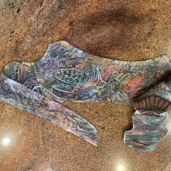 Jane Yoo Handpainted, handmade Wide Genuine Leather Wrap Belt - Picture 6 of 10